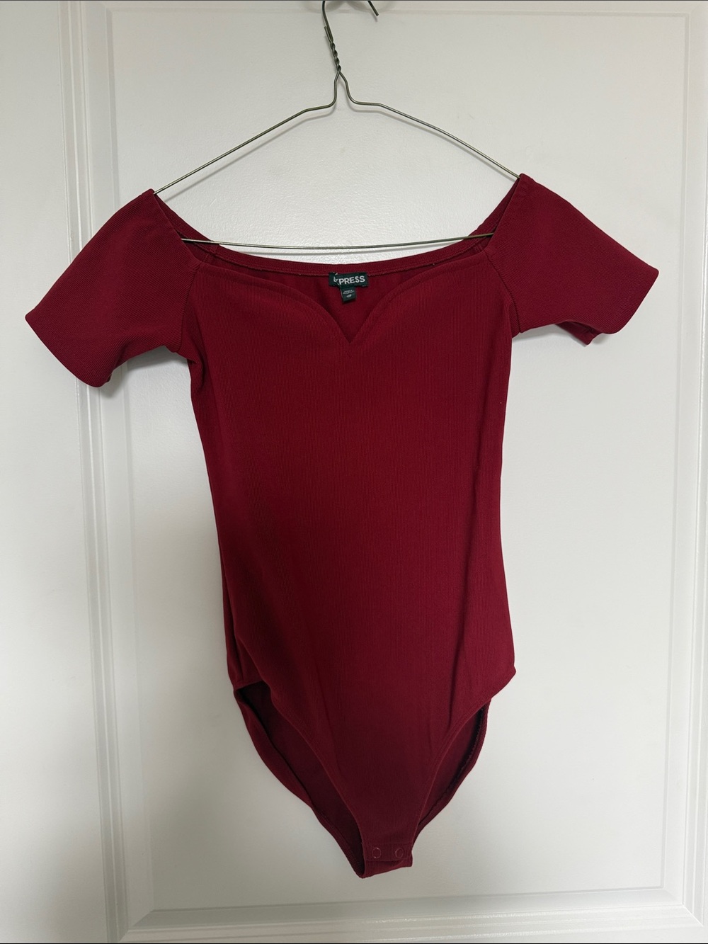 Express Off-Shoulder Burgundy Bodysuit